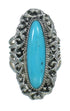 Southwest Silver Turquoise Jewelry Ring Size 8-1/4 QX86066